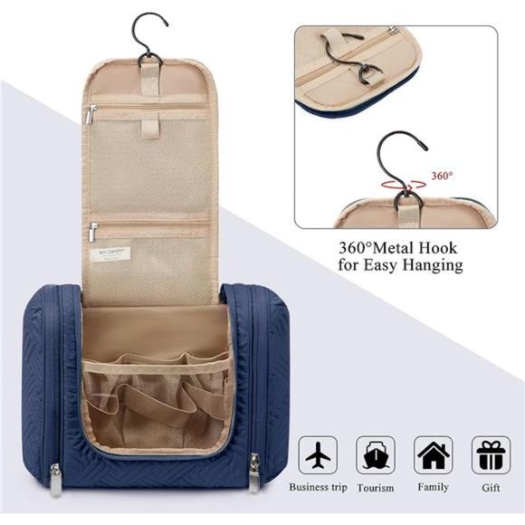 Travel Toiletry Bag for Women Hanging Toiletry Bag with Hook, Travel Cosmetic - Picture 3 of 6